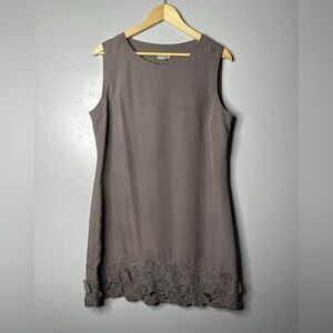 ASOS Sleeveless Shift Dress with Lace Hem Size 12 Taupe